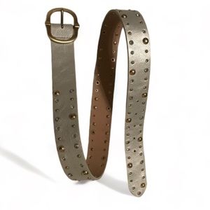 Ladies Silver Man Made Belt With Brass | Rhinestone Embellishments Size M NWT